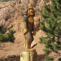 Bigfoot statue at the lake