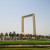 The Dubai Frame, a 150-meter-tall and 93-meter-wide hollow, gold-plated observation tower, in the city's Zabeel Park