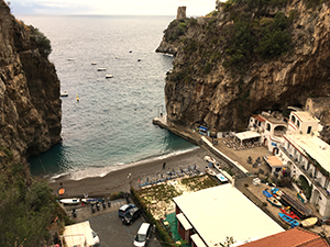 A small beach along the Amalfi coast