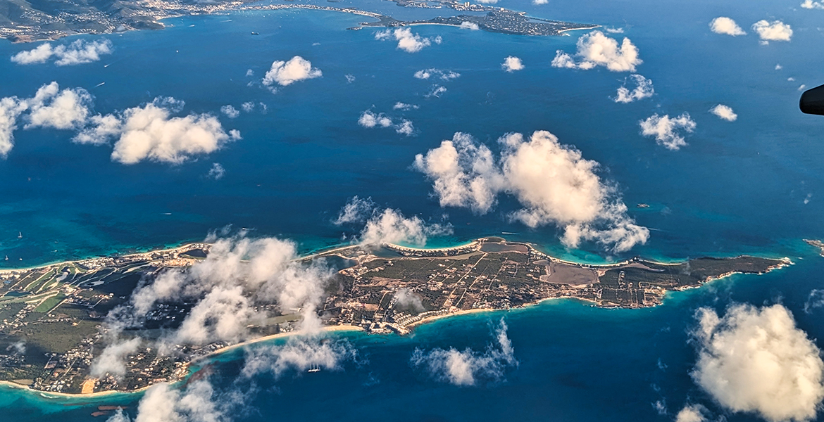 An image of Anguila island from the plane
