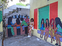 The wall drawing in one of streets of Nassau downtown