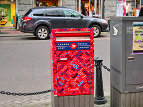 The post box with Canandian decoration in Vancouver