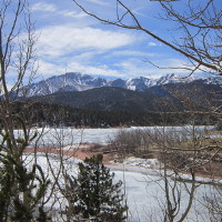 The view of Pikes Peak from the lake