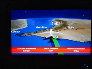 In flight from Houston to Dubai