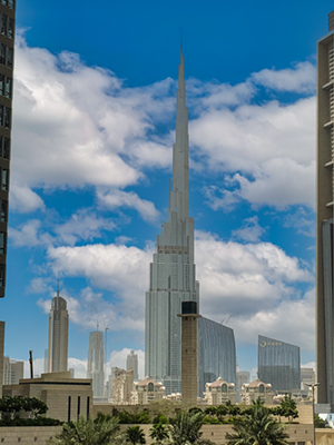 The Burj Khalifa, known as the Burj Dubai prior to its inauguration in 2010 with a total hight of 829.8 m