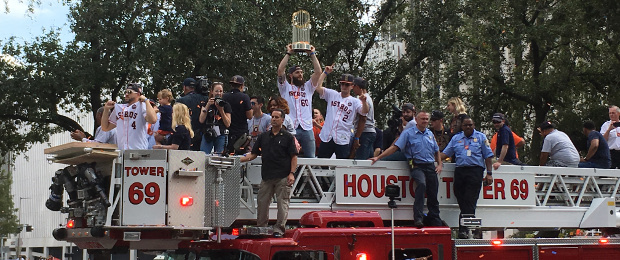 Astros team during Houston parade