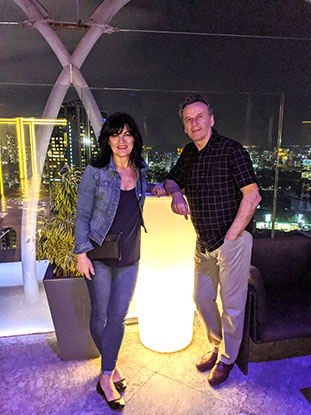 Image from the rooftop bar at Four Seasons hotel: my wife and I