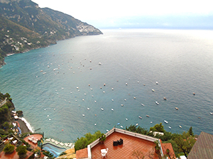 The bay image taken from the above of the small city Positano