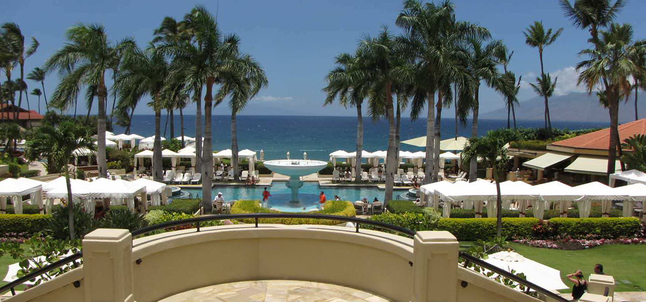 An image of view to the ocean from Four Seasons hotel, Maui