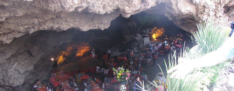 View of La Gruta, a restaurant inside a cave which is located behind the Sun Pyramid at Teotihuacan in the State of Mexico, about 45 Kms north-east of Mexico City. 