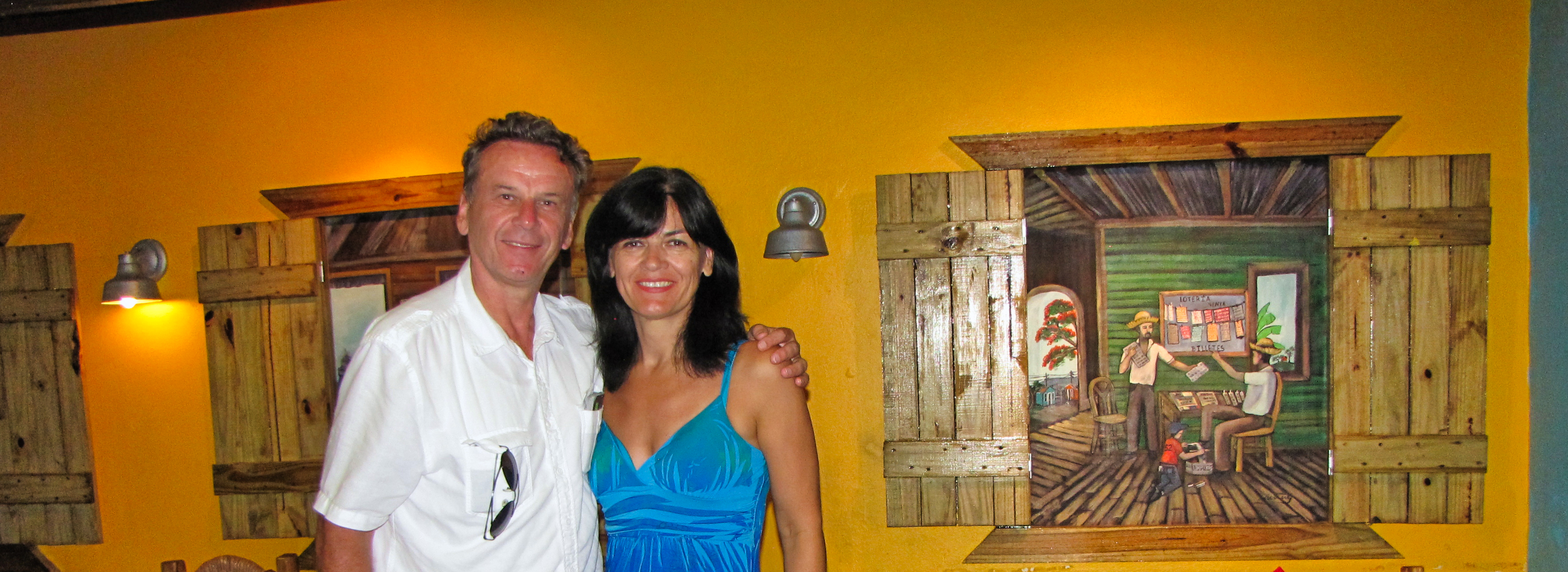 My wife and I in the restaurant in the old San Juan
