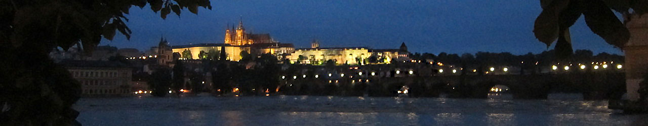 A night picture of Charles bridge and the castle in the backend.