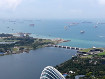 View to the east side with container ships. Singapore's port is the world's second busiest port in terms of total shipping tonnage.