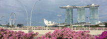 Singapore Marina Bay with Marina Bay Sand hotel, Flyer and the Art Science museum.