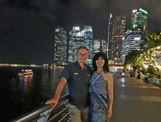My wife and I in Marina Bay at night