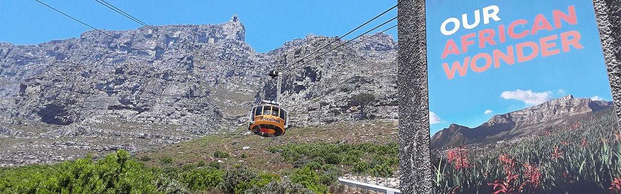 The cableway taking visitors to the top of Table Mountain