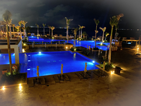 A beautiful image of the pool at the night