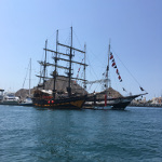 Two cruise pirate ships in Cabo San Lucas marina