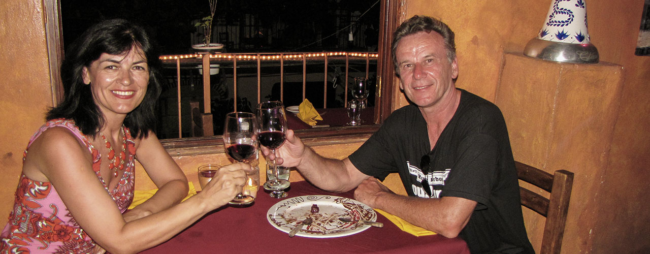 My wife and I at the dinner in one of restaurants in Puerto Vallarta.