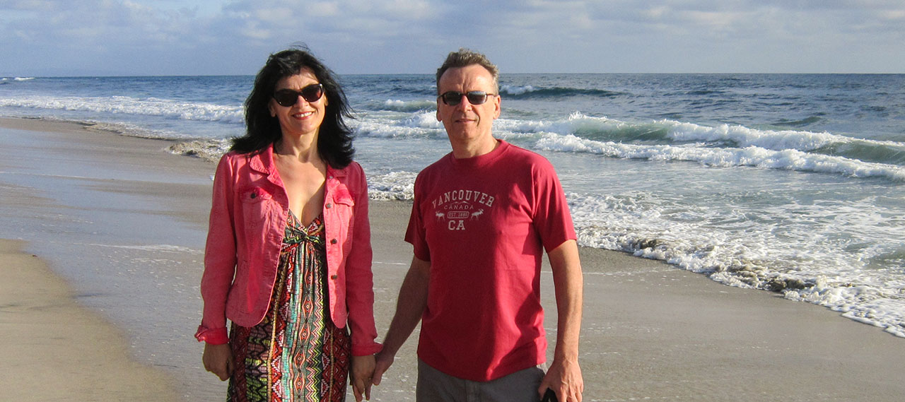 My wife and I on the beach